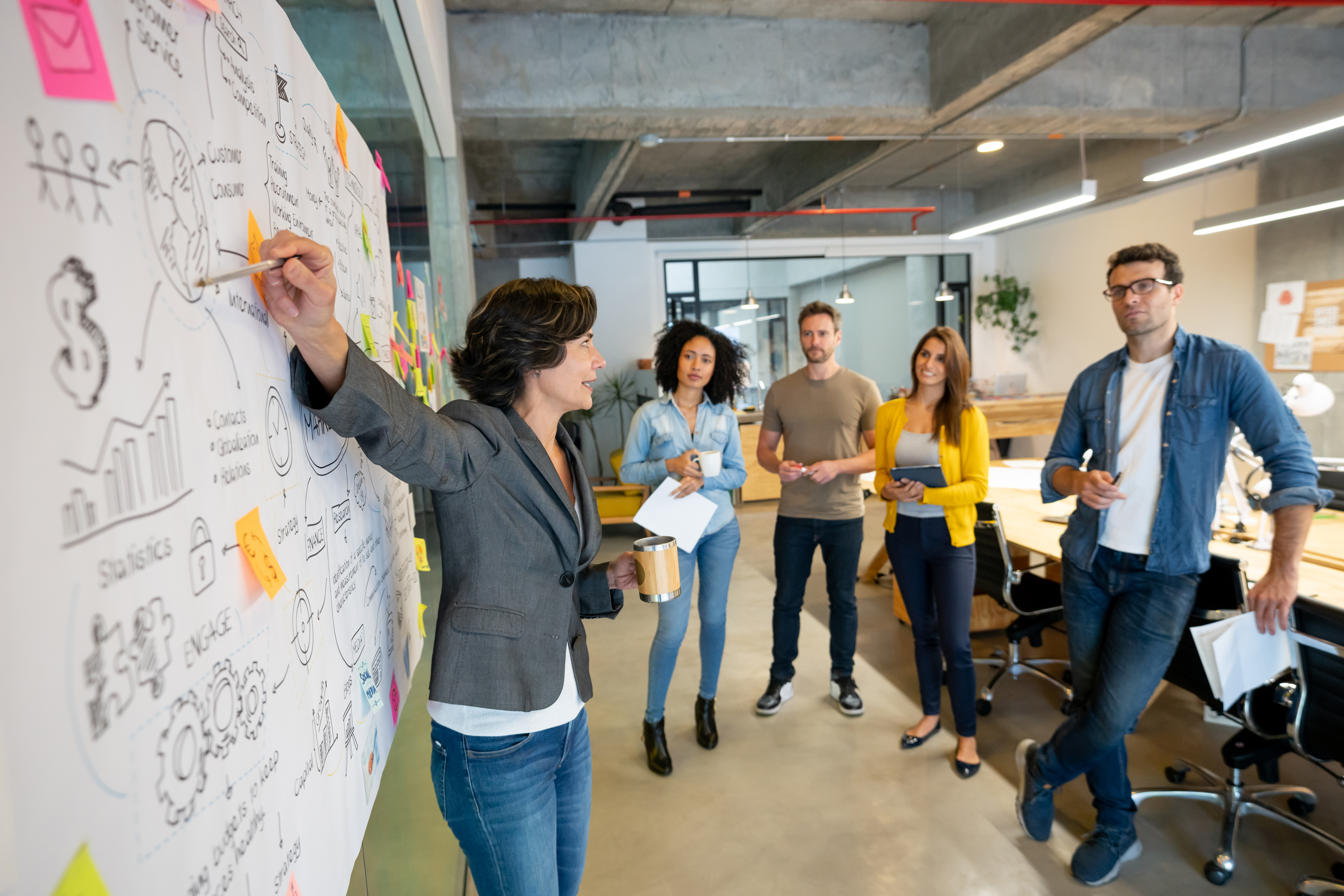 Woman making a business presentation at a creative office